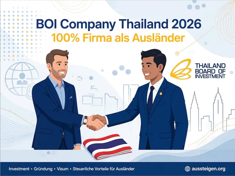 BOI Company Thailand 2026 – 100% Firma als Ausländer gründen | Handschlag mit Thailand Board of Investment